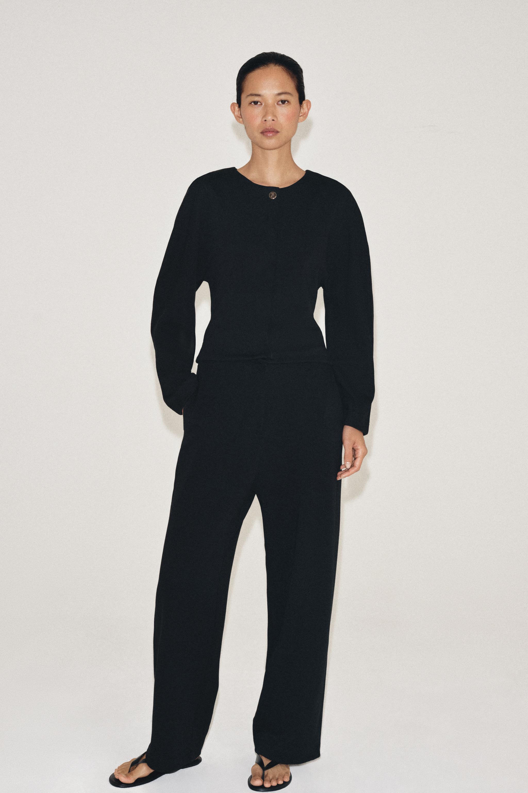 CROPPED WIDE-LEG TROUSERS